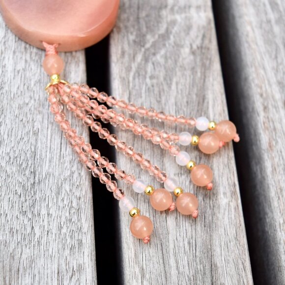 Pink Phoenix Tassel Ornament - Chinese Jade Bag Charm - Picture 4 of 5